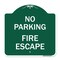 Signmission Designer Series Sign No Parking Fire Escape, Green & White Aluminum Sign, 18" x 18", GW-1818-23743 A-DES-GW-1818-23743 - alternate 1